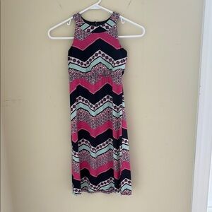 Stylish Pink and Black Chevron Dress